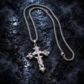 Gothic cross necklace in Saturn Dark Line setting