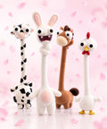 Long Neck Plush Set with Cow, Rabbit, Horse and Chicken
